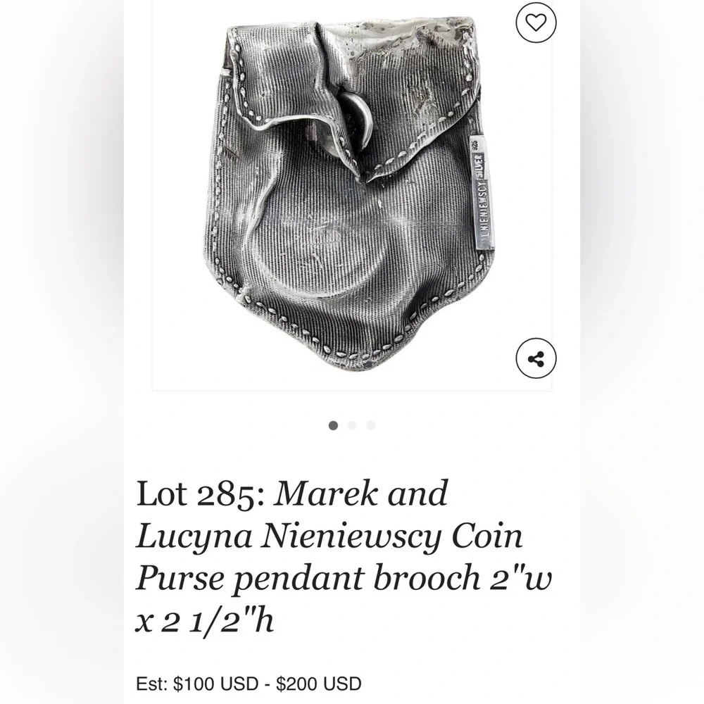 MAREK + LUCYNA NIENIEWSCY sterling silver coin purse pendant brooch - Picture 14 of 16